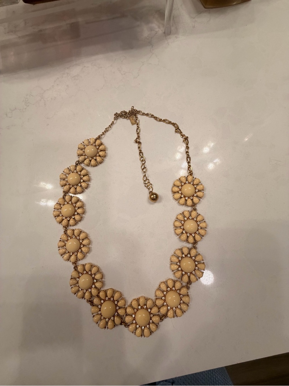Vintage KIRK’S FOLLY New York Floral Statement Necklace Cream Rhinestone